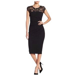 HALE BOB Black Lace Trim Short Sleeved
Bodycon Dress (S) NWT